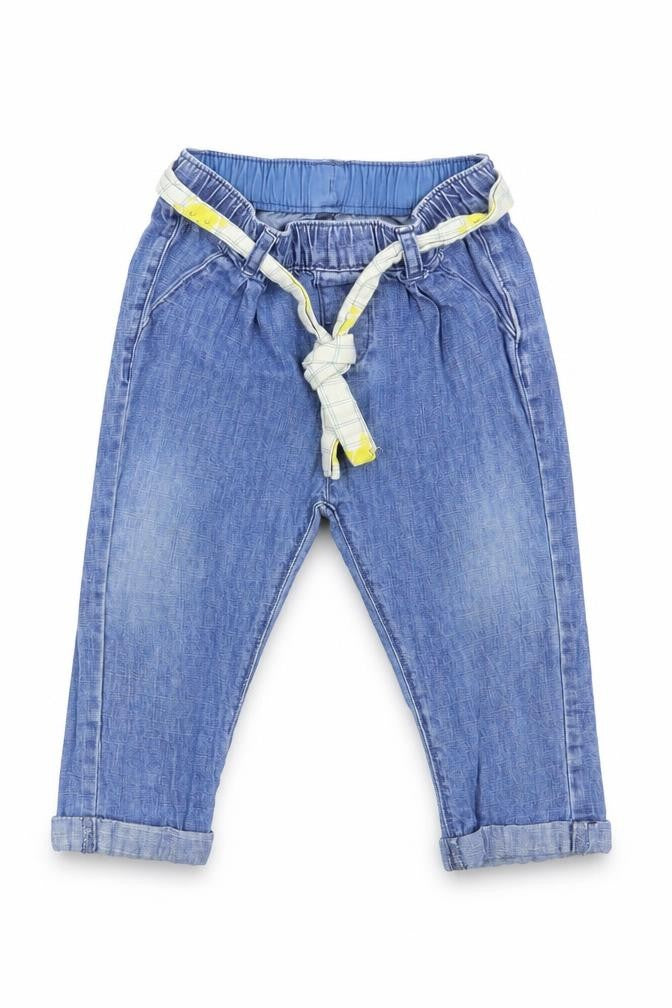 M&S Baby Blue  Denim Sweatpants Jeans Size 9-12 Months