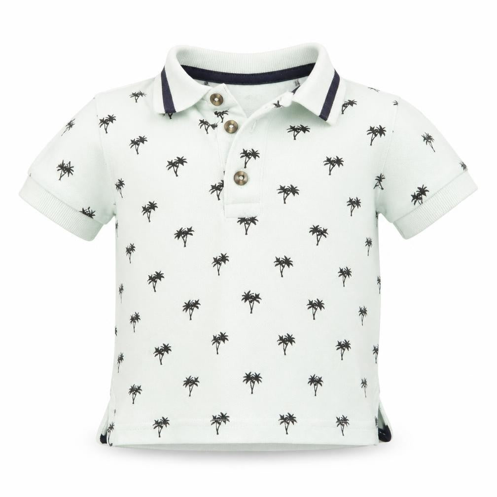 Front view of Primark Baby Green Basic Polo, size 12-18, Months - Palm Trees
