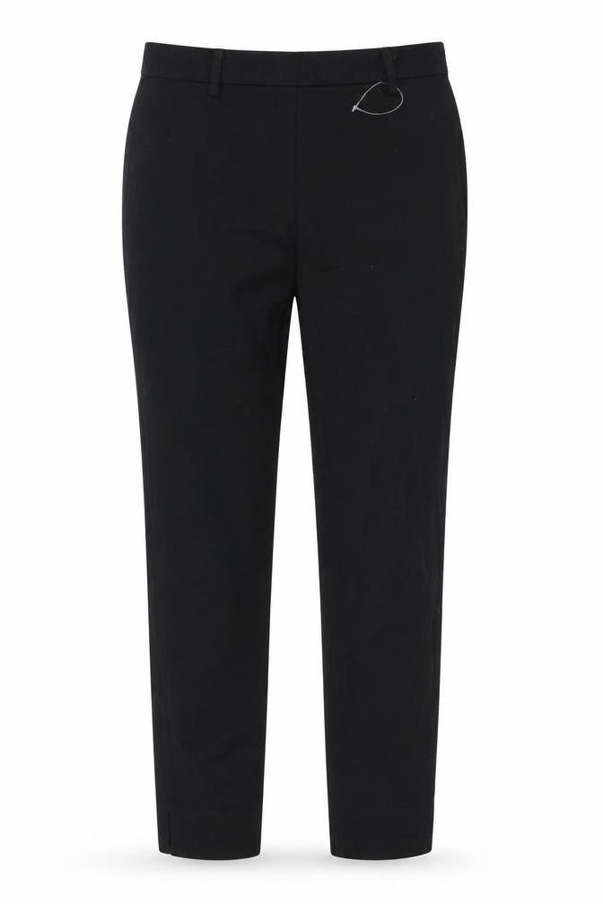 Front view of H&M women’s black trousers, size UK 34, 27-inch leg