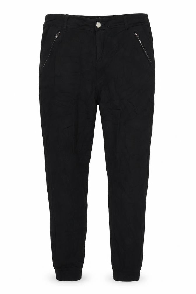 Front view of RESERVED women’s black trousers, size UK 10, 23-inch leg