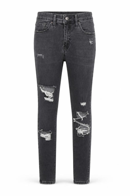 Front view of Topshop women’s black skinny jeans, size UK 26, 24-inch leg
