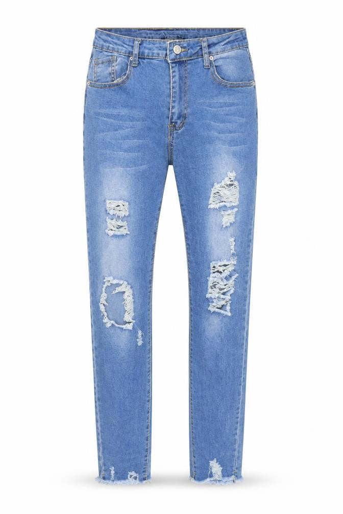 Front view of Preworn men’s blue straight jeans, size M, 26-inch leg