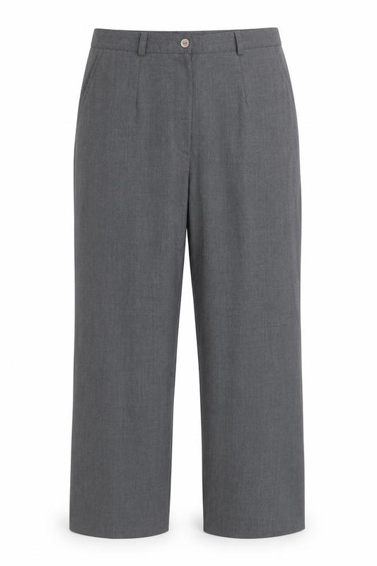 Front view of country collection women’s grey trousers, size UK 14, 25-inch leg