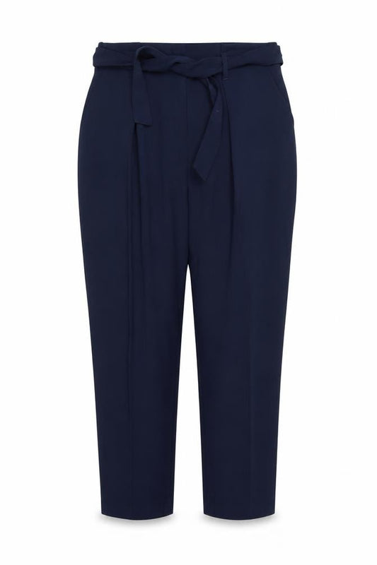 Front view of Marks & Spencer women’s blue trousers, size UK 14, 24-inch leg