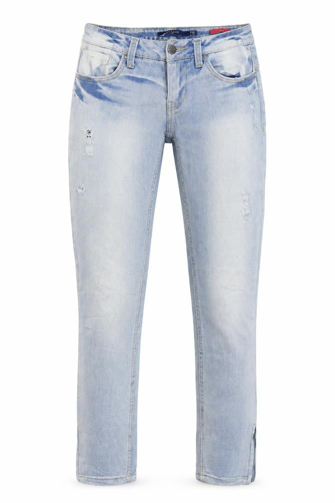Front view of RESERVED women’s blue denim straight jeans, size UK 26, 32-inch leg