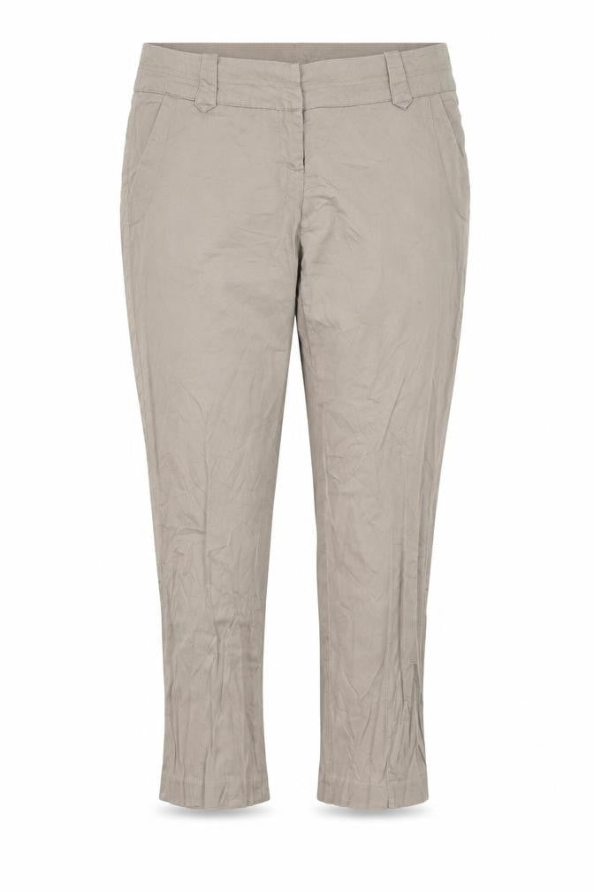 Front view of Vero Moda women’s beige trousers, size UK 12, 28-inch leg