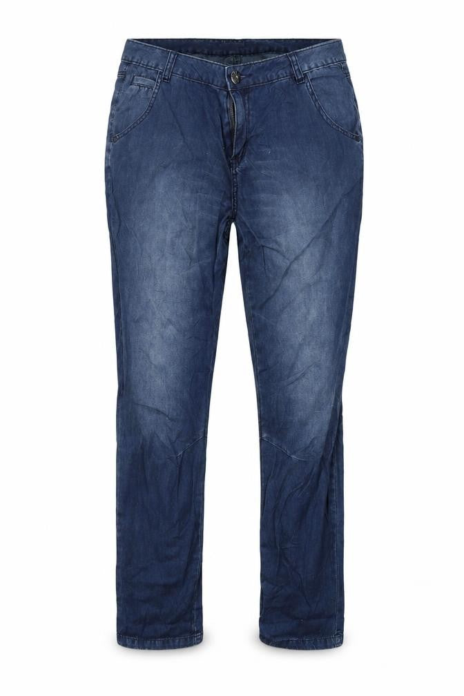 Front view of Kaffe women’s blue straight jeans, size UK 12, 32-inch leg