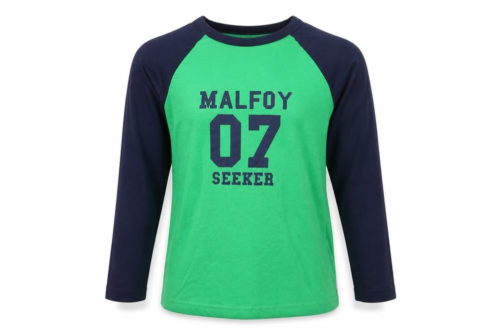 Front view of Gap boys’ green basic t-shirt, size S, - malfoy seeker