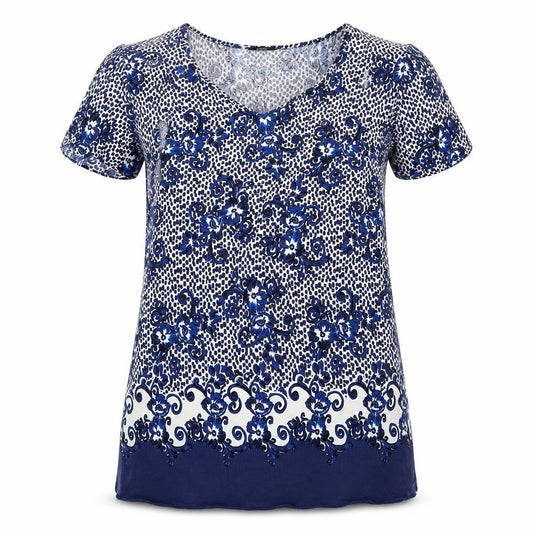 Front view of Papaya women’s blue floral a-line, size UK 12