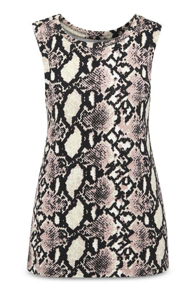 Front view of Red Herring women’s beige animal print basic tank, size UK 10