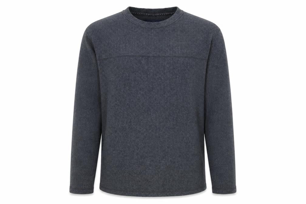 Front view of Atlantic Bay men’s grey jumper, size M