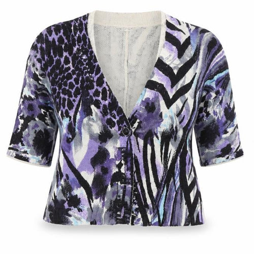 Gelco Womens Purple Animal Print  Cardigan Jumper Size 10