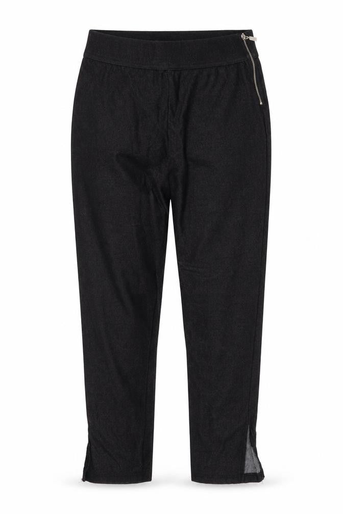Front view of Select women’s black cropped trousers, size M, 25-inch leg - side zip