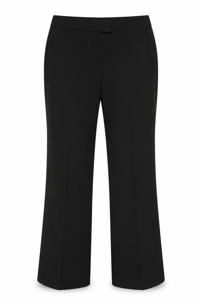 Front view of Basics women’s black trousers, size UK 14, 30-inch leg
