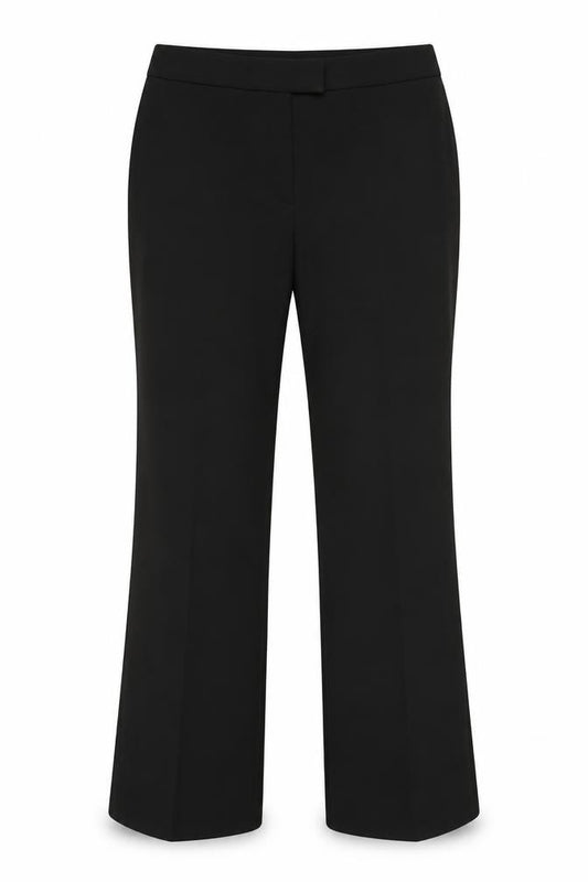 Front view of Basics women’s black trousers, size UK 14, 30-inch leg