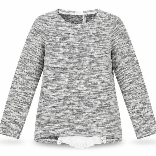Florence and Fred Girls Grey   Pullover Jumper Size 10-11 Years  - Subtle glitter effect & back lace details