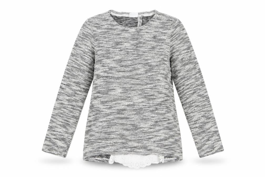 Florence and Fred Girls Grey   Pullover Jumper Size 10-11 Years  - Subtle glitter effect & back lace details