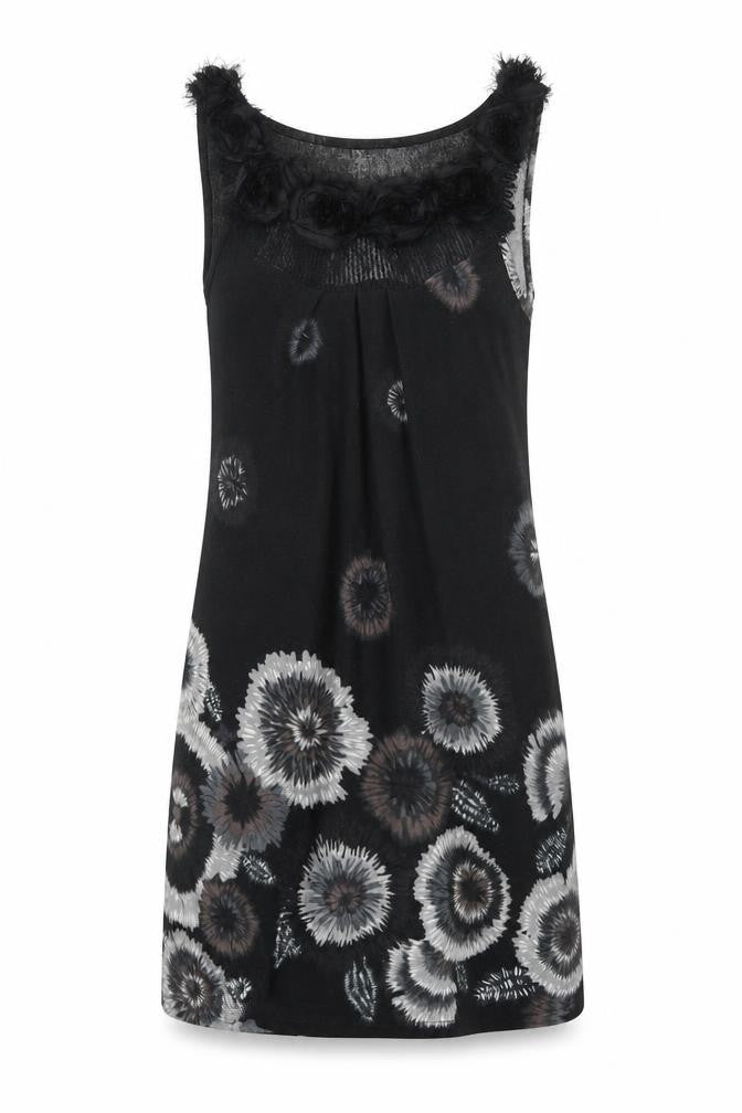 AX Paris Womens Black Floral  Tank Dress  Size 10