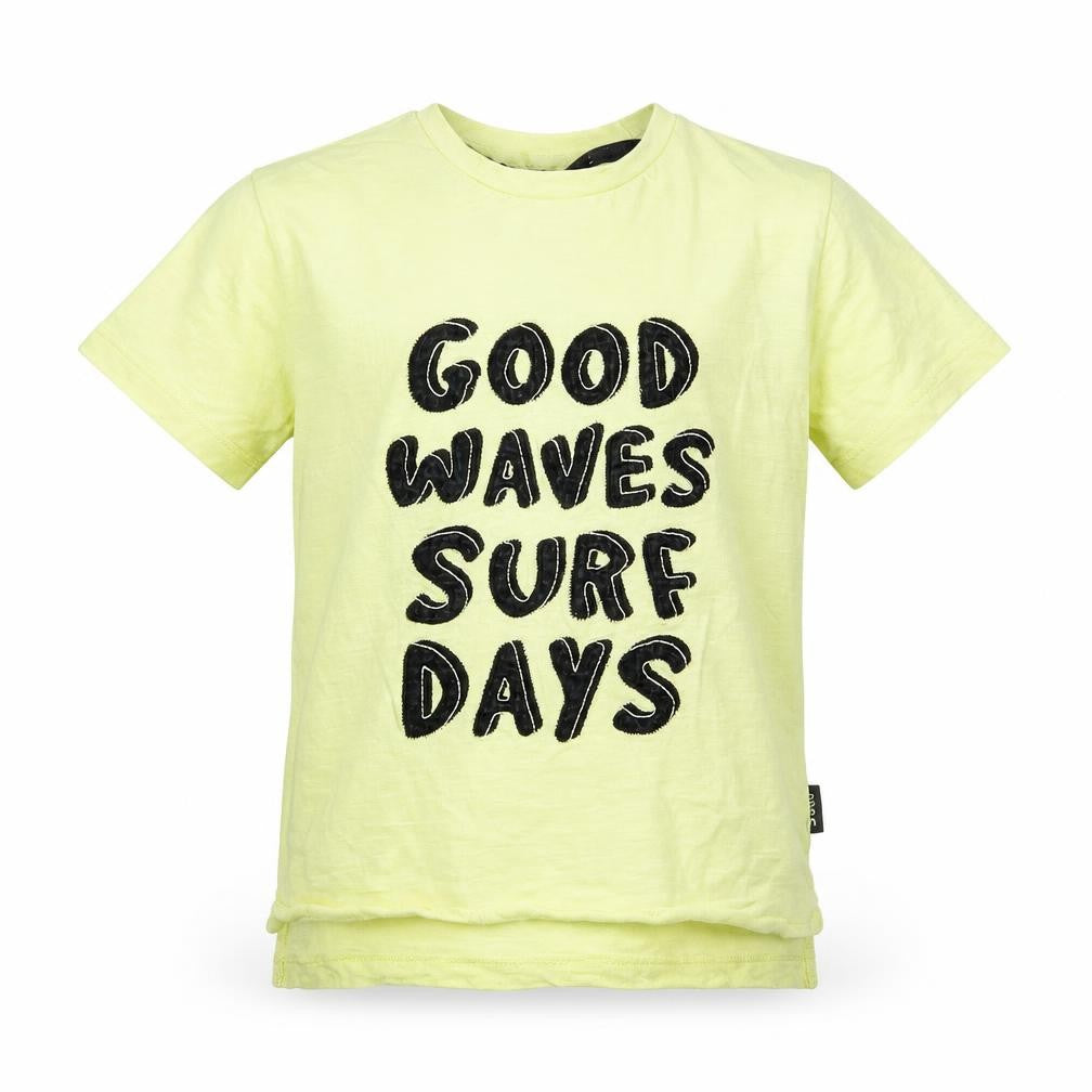 Front view of Primark boys’ yellow basic t-shirt, size 6-7, years - surf