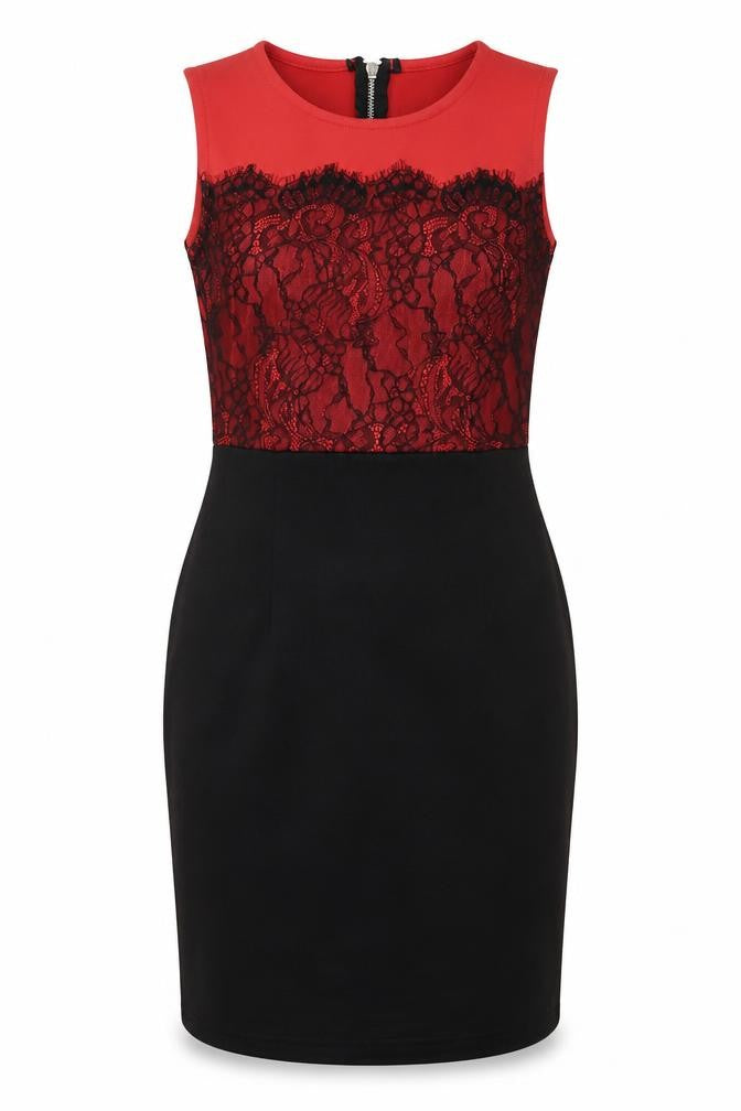 Front view of Dolly Diva women’s black bodycon, size UK 10