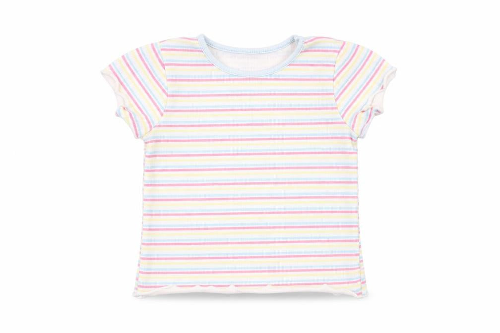 Front view of Primark Baby White Striped Basic T-Shirt, size 18-24, Months