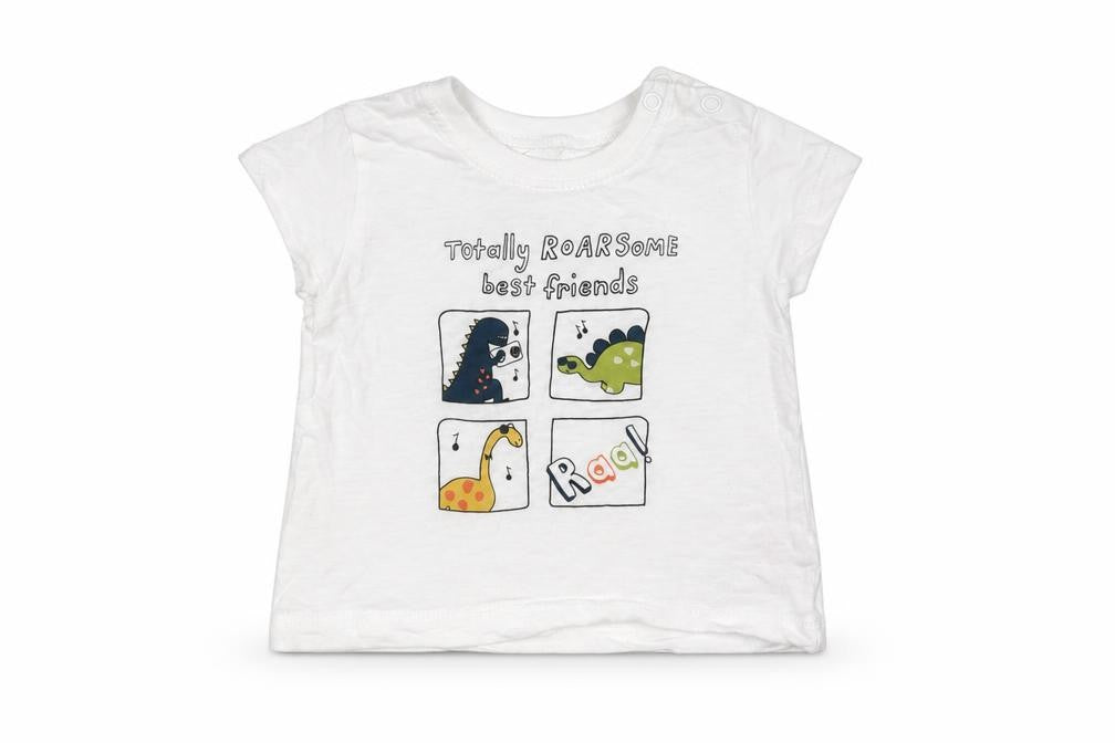 Front view of Matalan Baby White Basic T-Shirt, size 3-6, Months