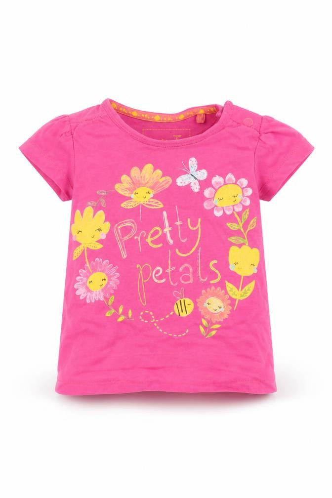 Front view of Tu girls’ pink basic t-shirt, size 3-6, months