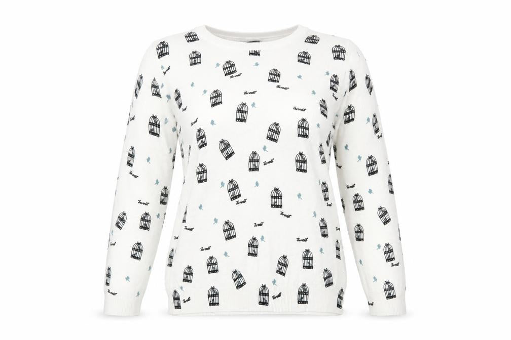 Front view of Marks & Spencer women’s white jumper, size UK 8