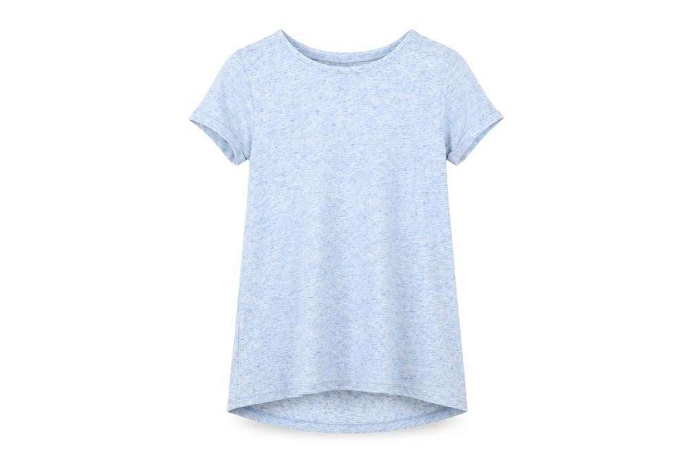 Front view of Tu girls’ blue basic t-shirt, size 7, years