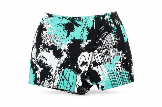 Front view of Topshop women’s blue a-line skort, size UK 8