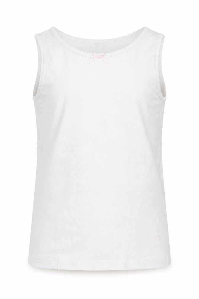 Front view of H&M girls’ white basic tank, size 7-8, years