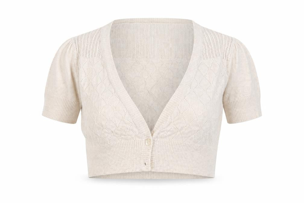 E-vie Womens Beige  Knit Cardigan Jumper Size 14