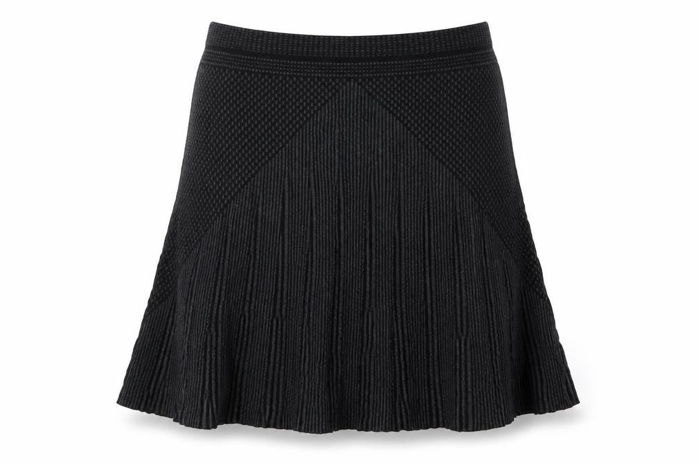 Front view of Max Studio women’s black a-line skirt, size L