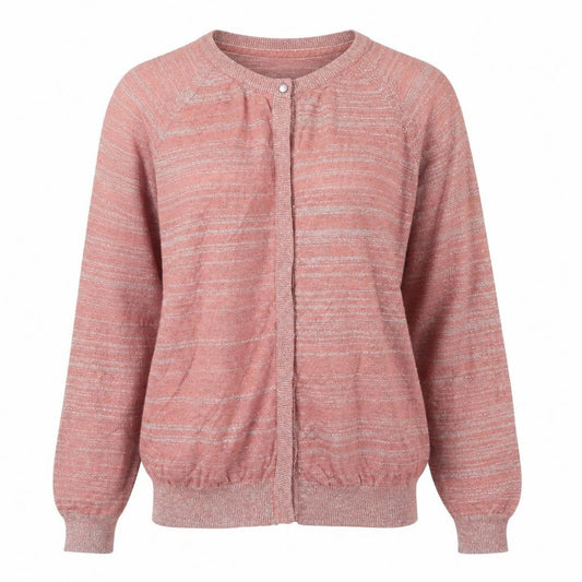 Front view of Next women’s pink knit cardigan jumper, size UK 12