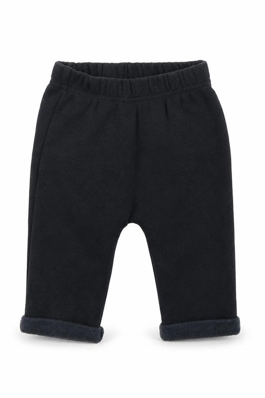 Front view of Nutmeg boys’ black jogger trousers, size 3-6, months - bear