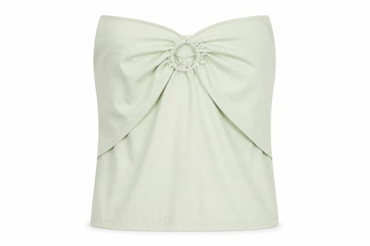Front view of PRETTYLITTLETHING women’s green basic t-shirt, size UK 8