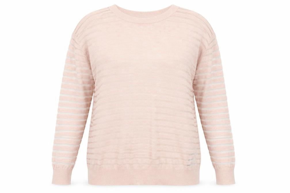 Front view of F&F women’s pink jumper, size UK 12