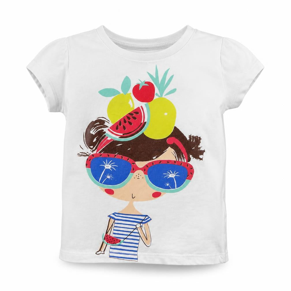 Front view of Pep&Co girls’ multicoloured basic t-shirt, size 2-3, years