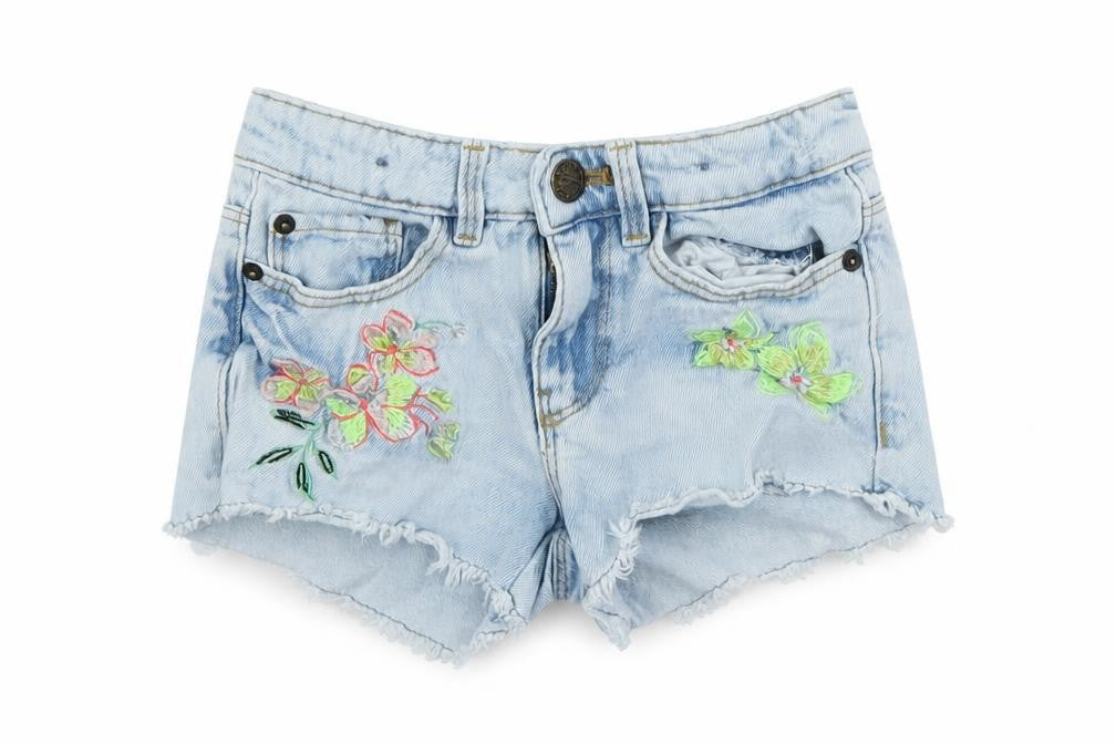 M&S Girls Blue   Cut-Off Shorts Size 3-4 Years