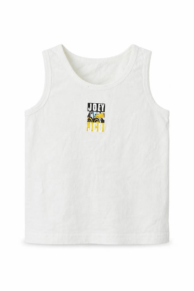 Front view of Nutmeg boys’ white geometric basic t-shirt, size 3-6, months
