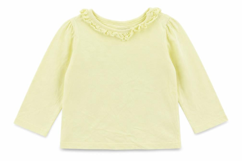 Front view of Nutmeg Baby Yellow Basic T-Shirt, size 9-12, Months