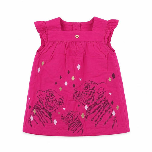Front view of ESPRIT girls’ pink fit & flare, size 9-12, months