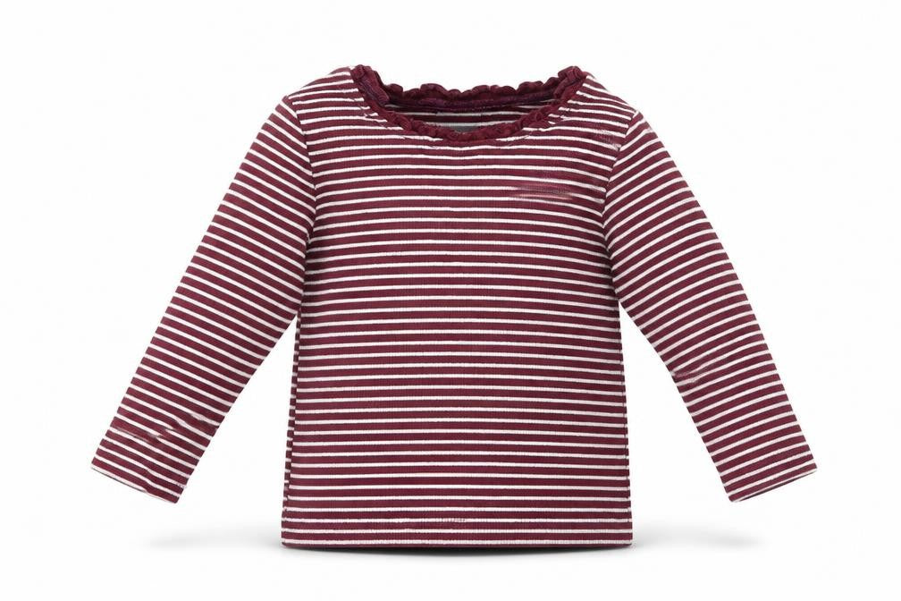 Front view of Next Baby Purple Striped Basic T-Shirt, size 3-6, Months