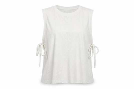 Front view of ASOS women’s white basic tank, size UK 10
