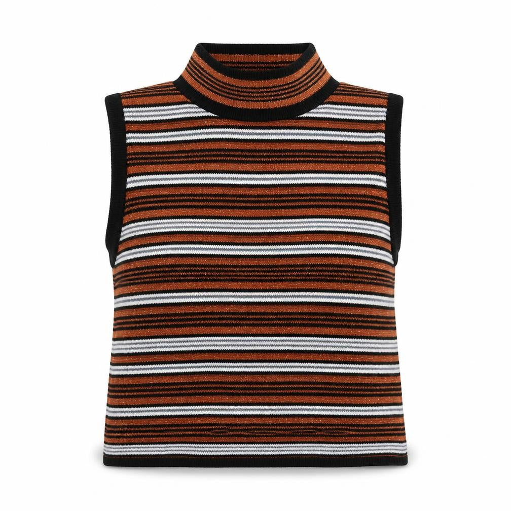 Front view of Knitty women’s multicoloured striped knit jumper, size UK 10
