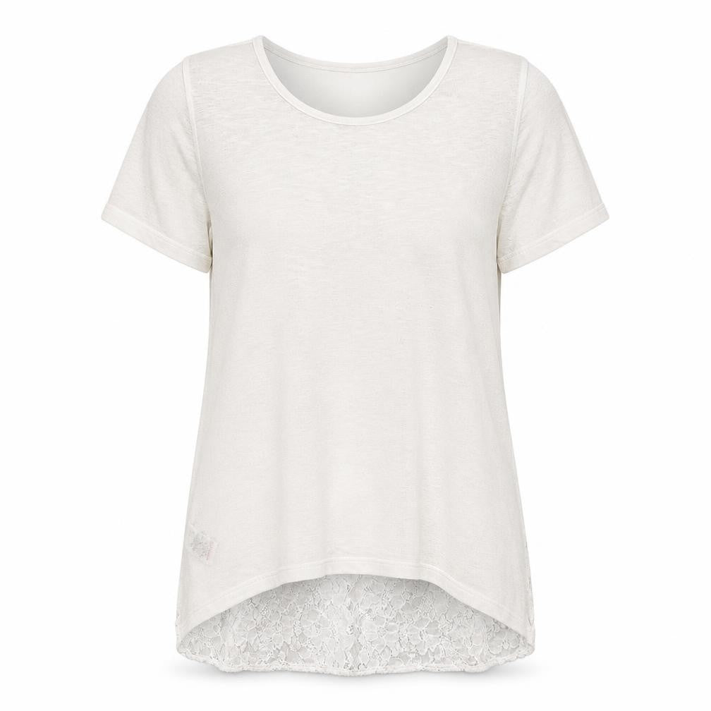 Front view of Next women’s white knit jumper, size UK 14, - lace hem