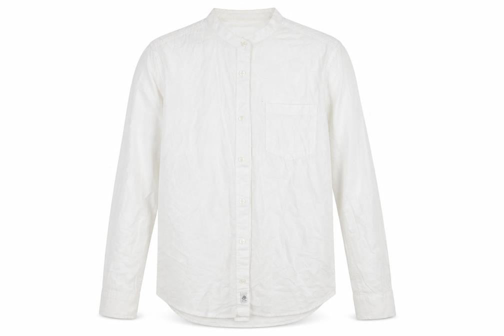 Front view of Burton Menswear men’s white button-up, size S