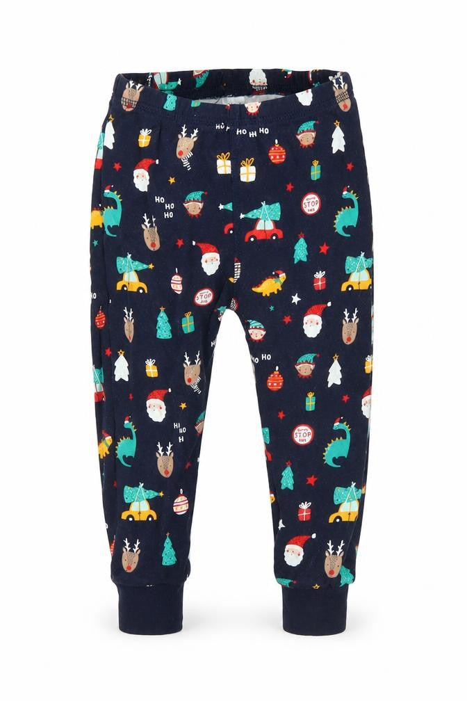 Front view of George boys’ blue solid cami pyjama pants, size 18-24, months - christmas pyjamas