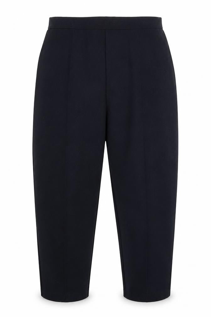 Front view of Preworn women’s blue trousers, size UK 20, 25-inch leg