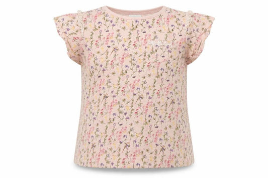 Front view of Next Baby Pink Floral Basic T-Shirt, size 18-24, Months